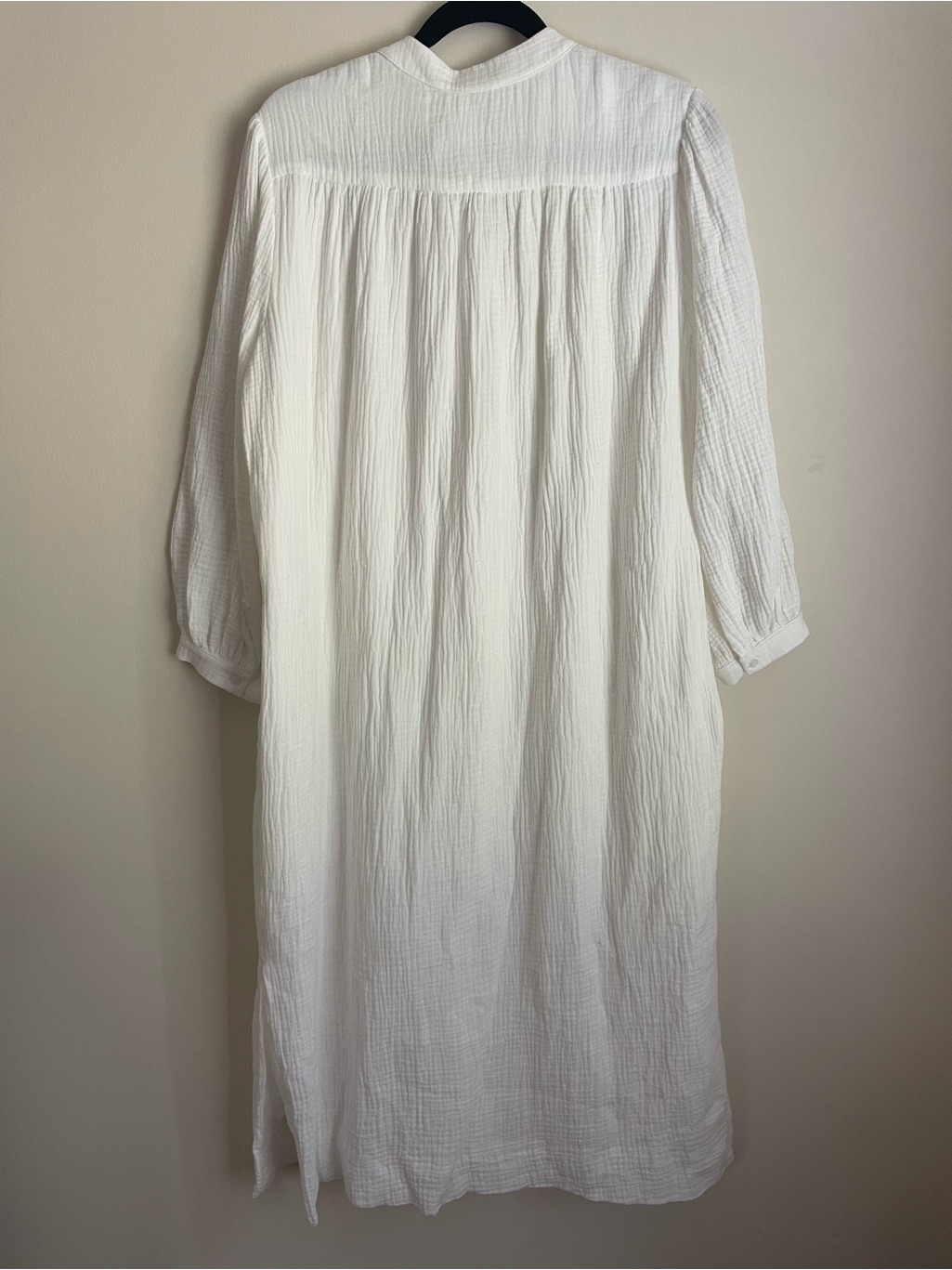 Heidi Merrick White Cotton Double Gauze Kaftan Midi Dress Size L Flawed Read — image 8 of 8